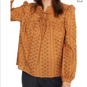 Madewell Double Tie Eyelet Peasant Top